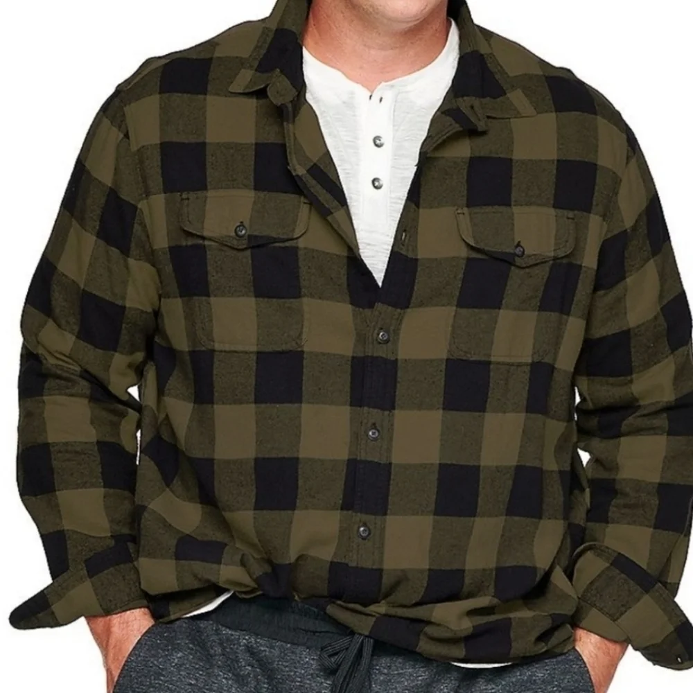 SONOMA MENS BIG & TALL flannel olive plaid NEW - Picture 1 of 1